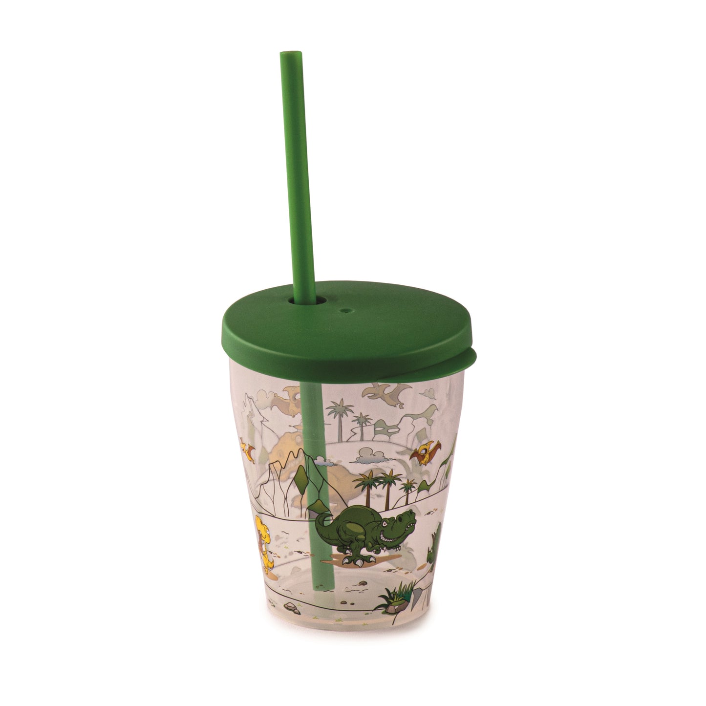 BICCHIERE 0,385LT IN PLASTICA DINOSAURO CON CANNUCCIA