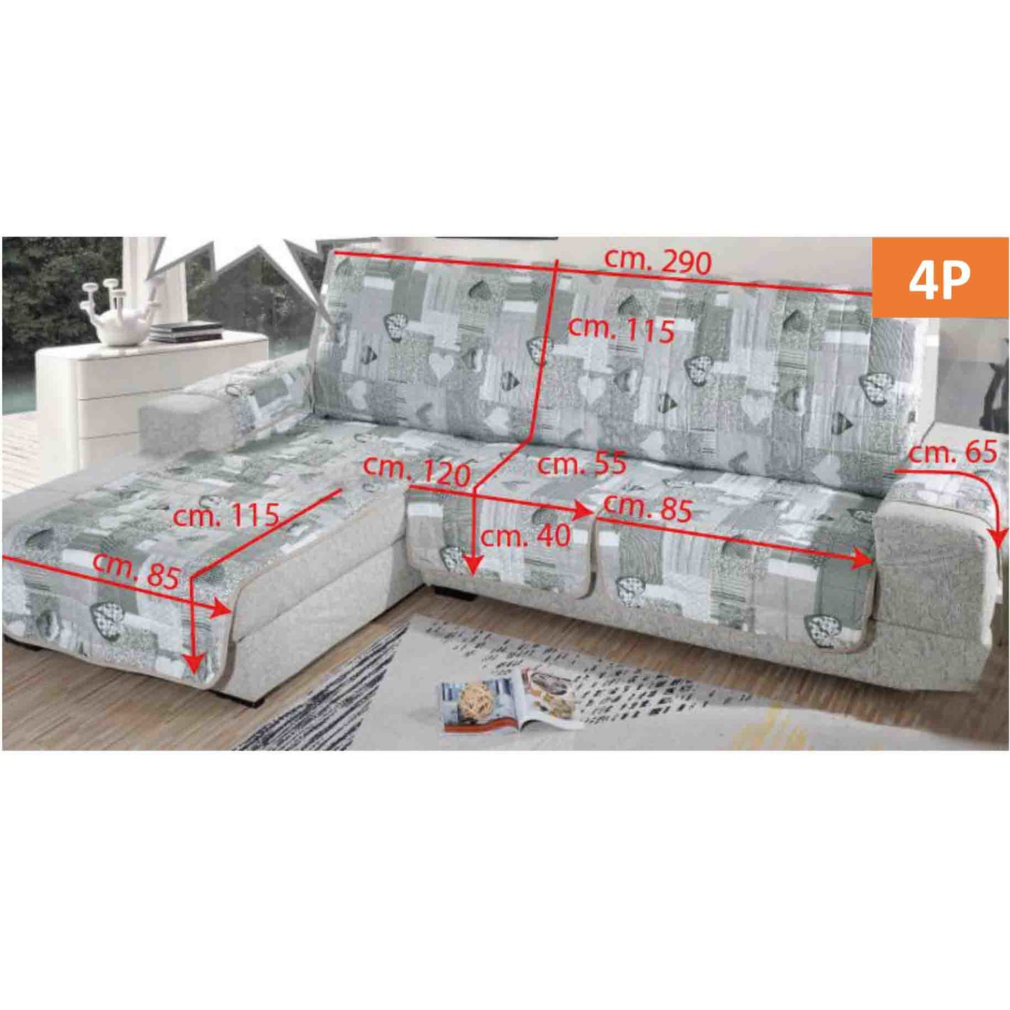 COPRIDIVANO PENISOLA KINO PLUS 4 POSTI BEIGE