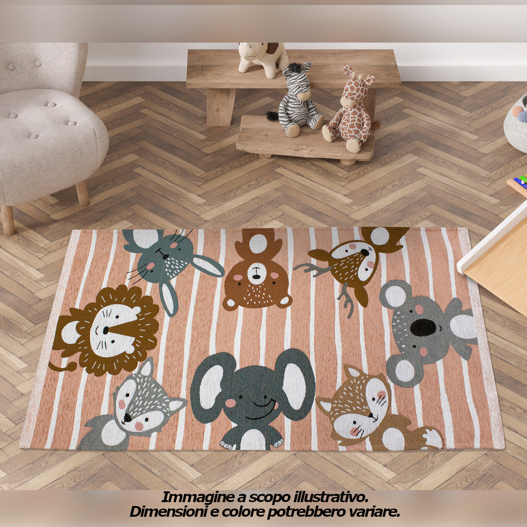 TAPPETO 80*150 KIDS ANIMALI GRIGIO