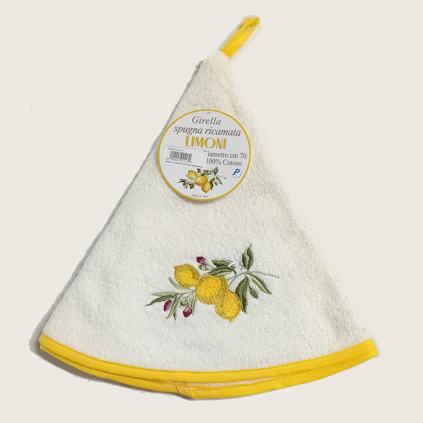 GIRELLA IN SPUGNA RICAMATA LIMONI