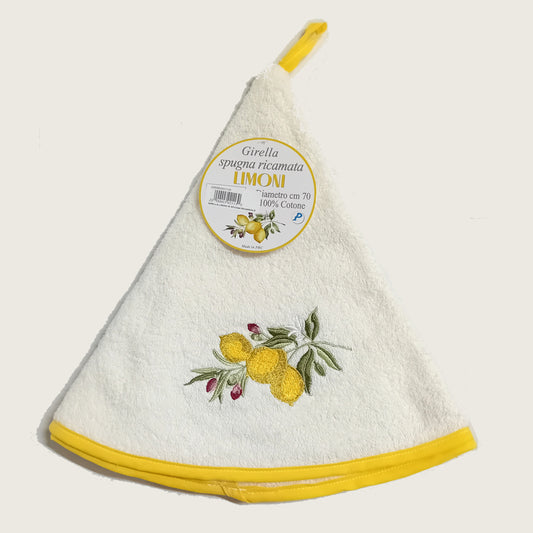 GIRELLA IN SPUGNA RICAMATA LIMONI