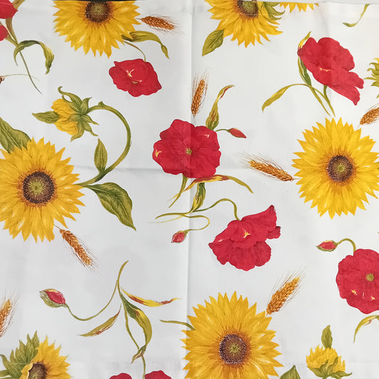 MITTELSTÜCK 90*90 CM BAUMWOLLE MOHNBLUMEN/SONNENBLUMEN