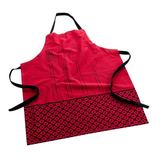 GREMBIULE DI COTONE BORDEAUX CUISILINE