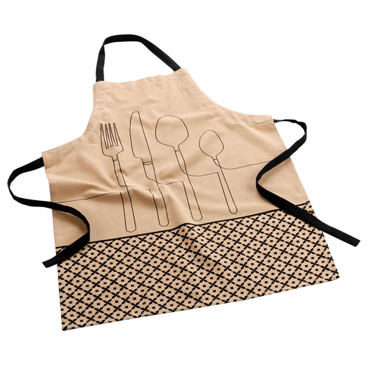 GREMBIULE DI COTONE BEIGE CUISILINE
