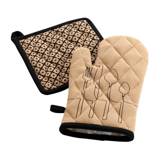 GUANTO CUCINA E PRESINA IN COTONE BEIGE CUISILINE