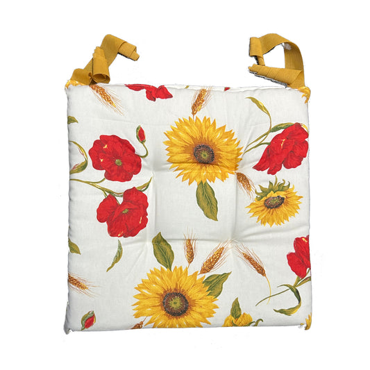 CUSCINO SEDIA 40*40 CM COTONE PAPAVERI/GIRASOLI