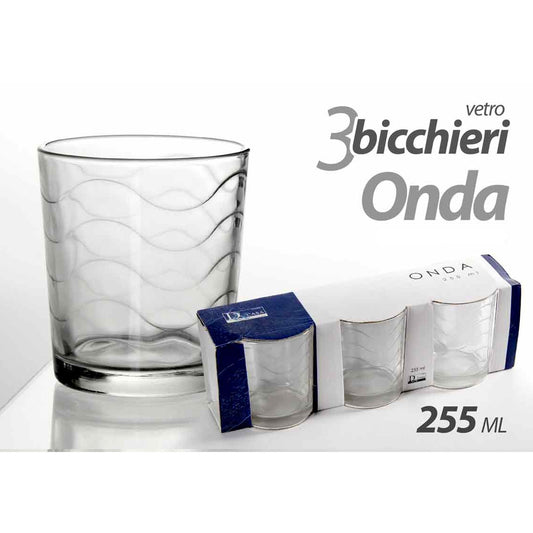 3 WASSERGLÄSER 225ML DEZ. GLAS WELLE