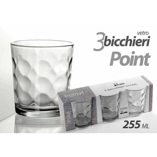 3 WASSERGLÄSER 225ML DEZ. GLAS PUNKT