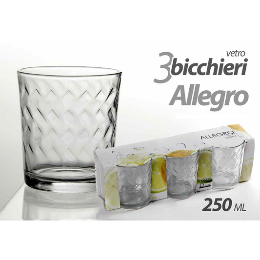 3 WASSERGLÄSER 225ML DEZ. GLAS HEITER