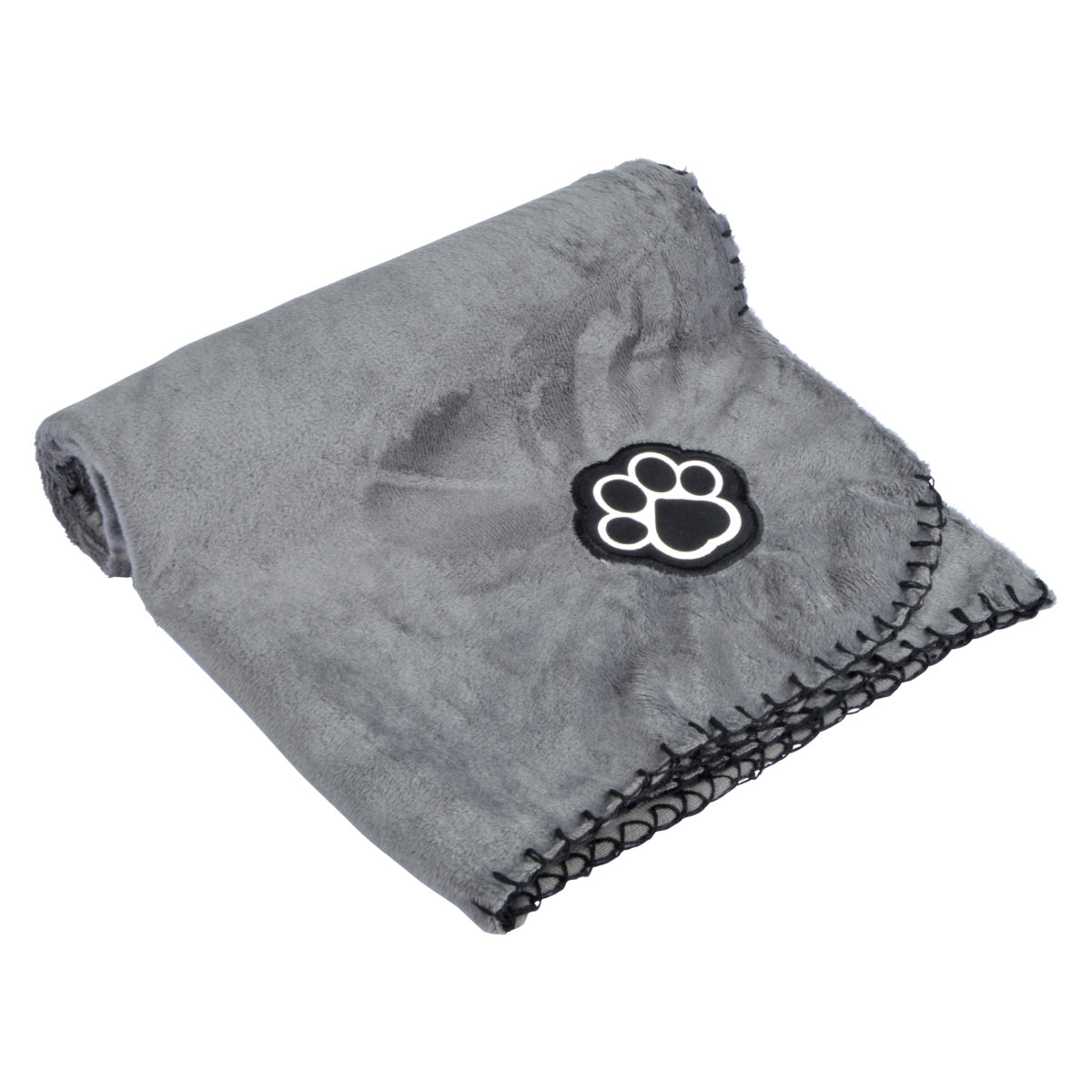 PLAID PET 100*70 CM GRIS AVEC PATTES PATCHY