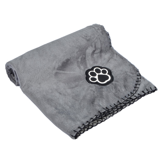 PLAID PET 100*70 CM GRIS AVEC PATTES PATCHY