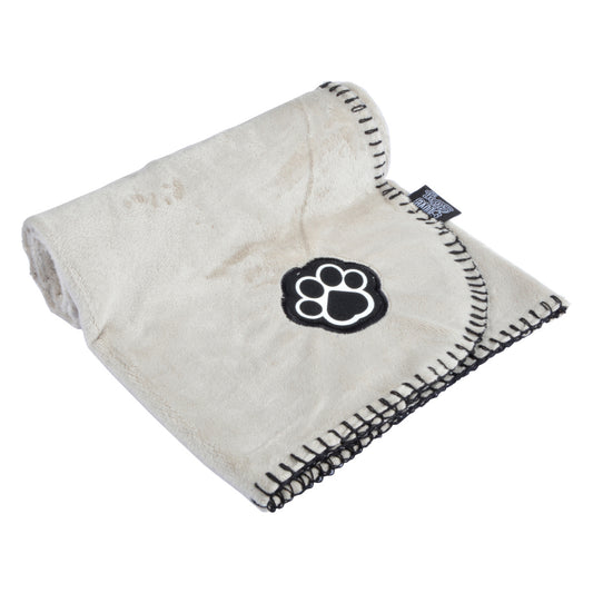 PLAID PET 100*70 CM NOISETTE AVEC PATTES PATCHY