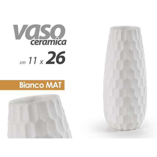 WEISSE MATTE KERAMIKVASE H 26 CM