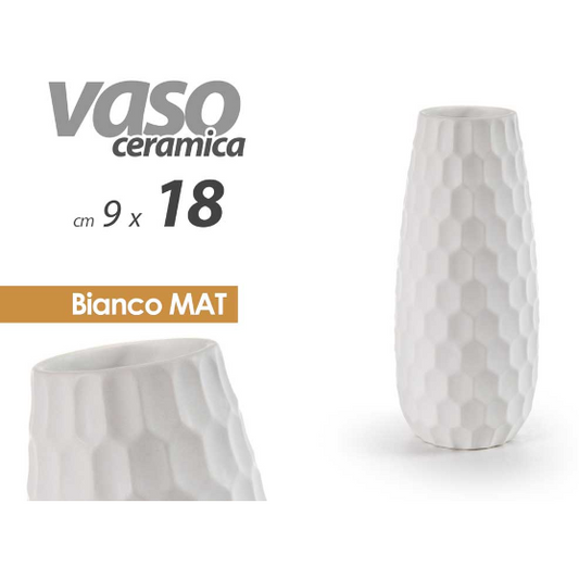 WEISSE MATTE KERAMIKVASE H 18 CM