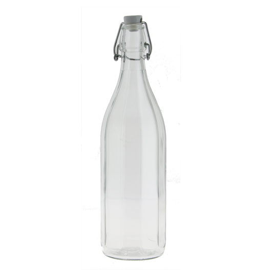 MILLY 1-Liter-Glasflasche mit transparentem, weißem Deckel