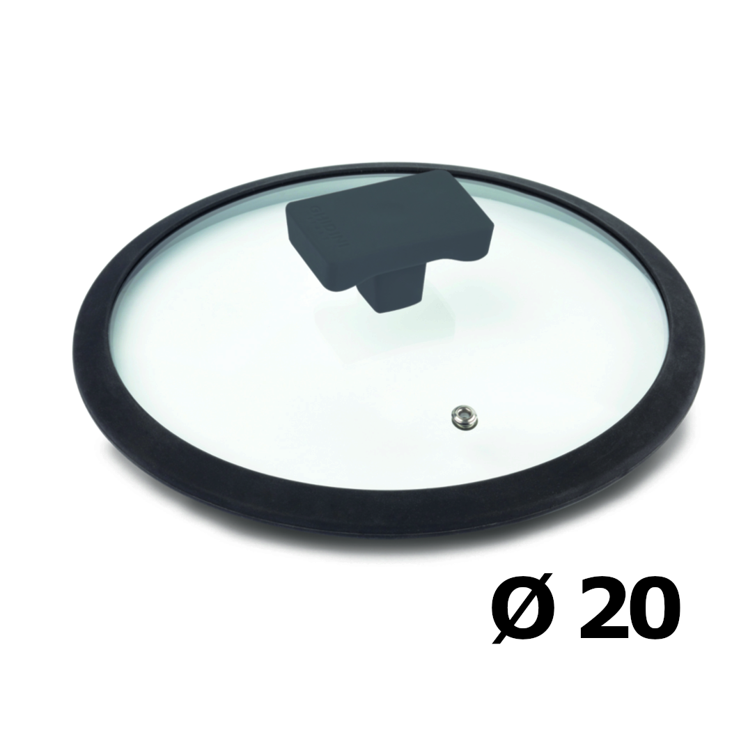 GLASDECKEL UND SILIKONGRIFF DURCHMESSER 20 CM
