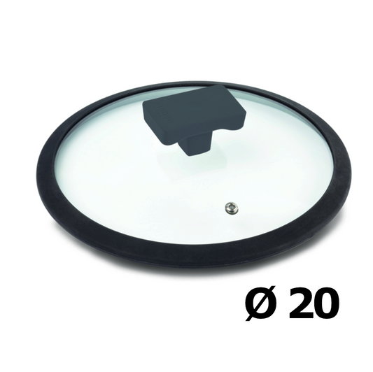 GLASDECKEL UND SILIKONGRIFF DURCHMESSER 20 CM
