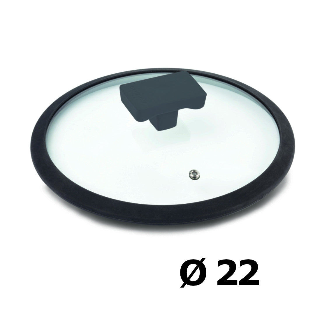 COPERCHIO VETRO E MANIGLIA IN SILICONE DIAMETRO 22 CM