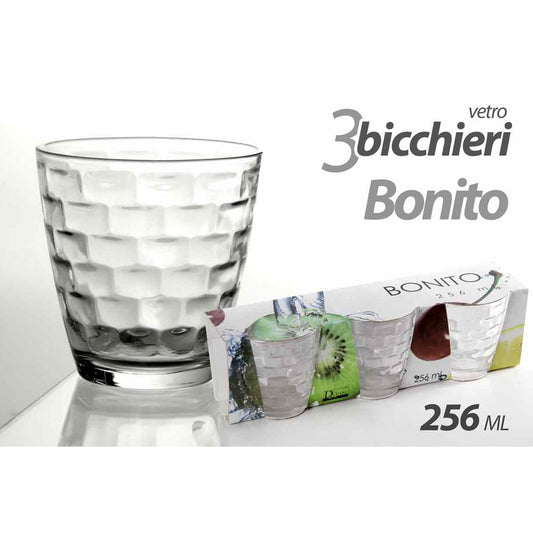 3 WASSERGLÄSER 256ML DEZ. GLAS GUT