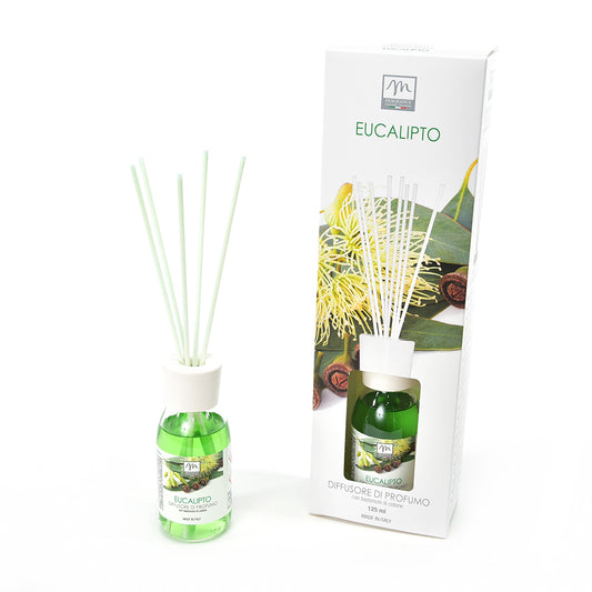 DIFFUSORE DI PROFUMO CON BASTONCINI DI COTONE "BOUQUET" 125 ML EUCALIPTO