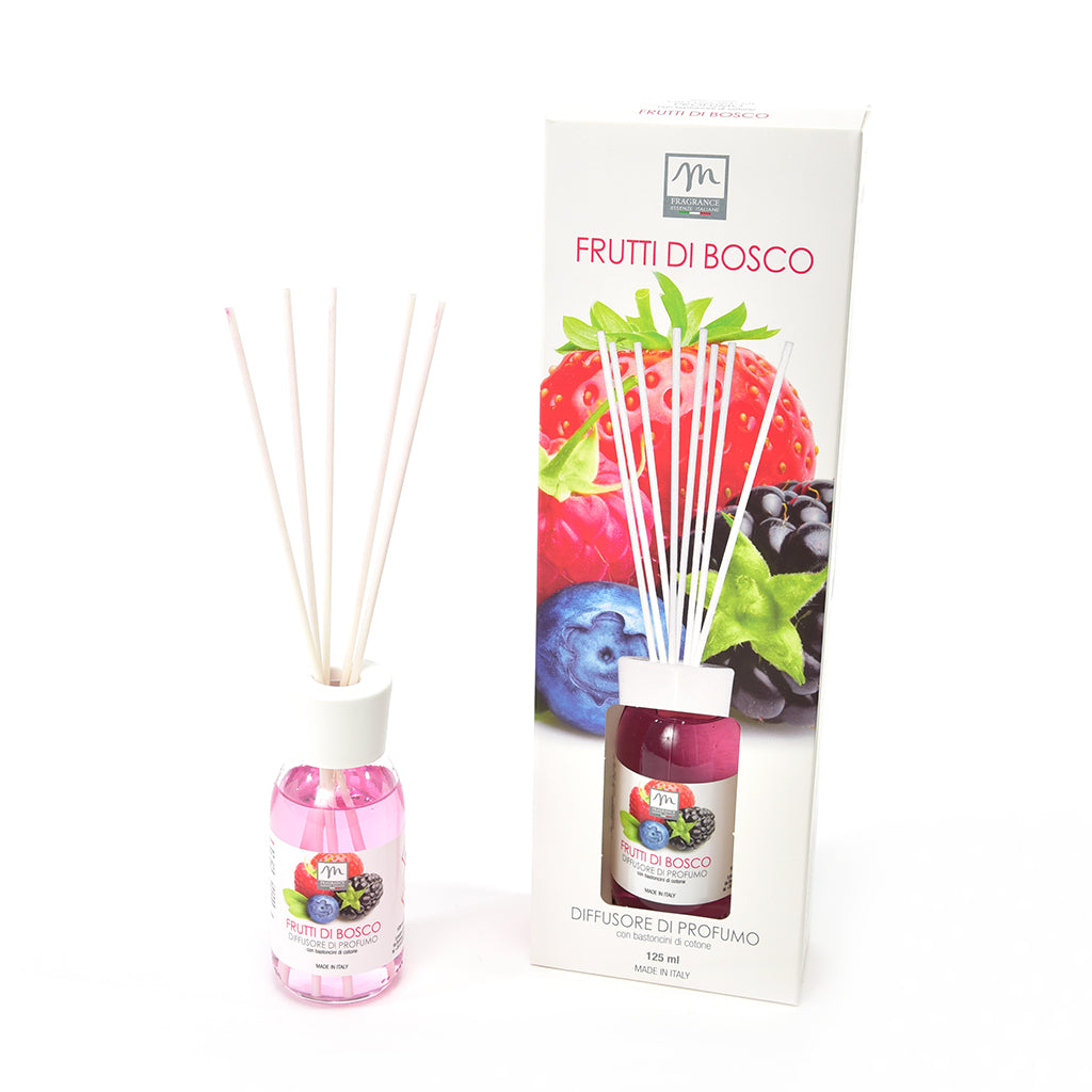 DIFFUSORE DI PROFUMO CON BASTONCINI DI COTONE "BOUQUET" 125 ML FRUTTI DI BOSCO