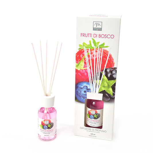 DIFFUSORE DI PROFUMO CON BASTONCINI DI COTONE "BOUQUET" 125 ML FRUTTI DI BOSCO