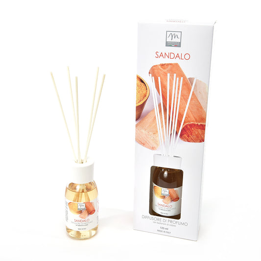 DIFFUSORE DI PROFUMO CON BASTONCINI DI COTONE "BOUQUET" 125 ML SANDALO