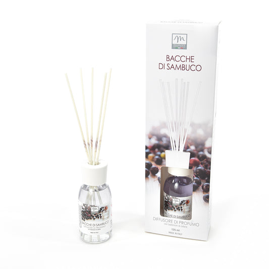 DIFFUSORE DI PROFUMO CON BASTONCINI DI COTONE "BOUQUET" 125 ML BACCHE DI SAMBUCO