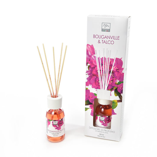 DIFFUSORE DI PROFUMO CON BASTONCINI DI COTONE "BOUQUET" 125 ML BOUGANVILLE E TALCO