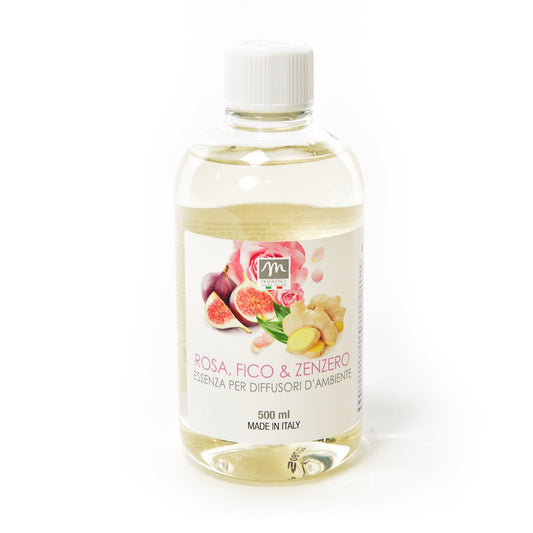 RICARICA ESSENZA PER DIFFUSORI D'AMBIENTE "BOUQUET" 500ML FICO, ROSA & ZENZERO