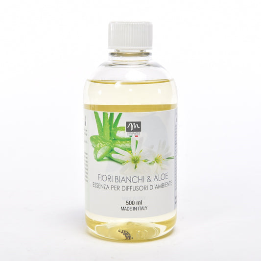 RICARICA ESSENZA PER DIFFUSORI D'AMBIENTE "BOUQUET" 500ML ALOE & FIORI BIANCHI