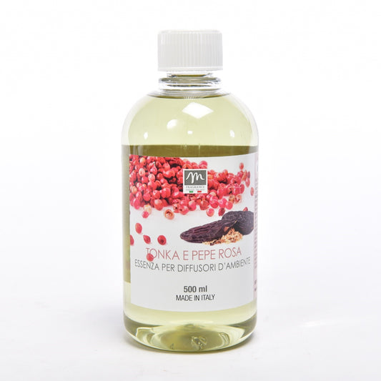 RICARICA ESSENZA PER DIFFUSORI D'AMBIENTE "BOUQUET" 500ML TONKA & PEPE ROSA