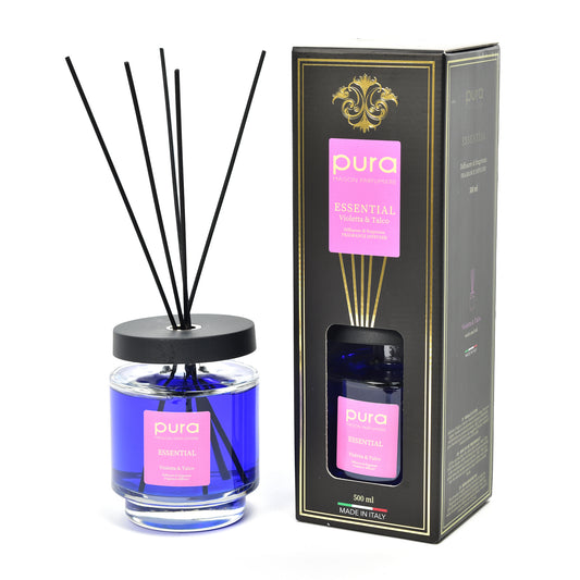 DIFFUSORE DI FRAGRANZA CON BANSTONCINI DI COTONE "LOGAN" 500 ML VIOLETTA & TALCO