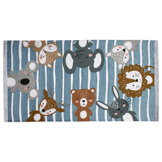 TAPIS 80*150 ENFANTS ANIMAUX BLEU