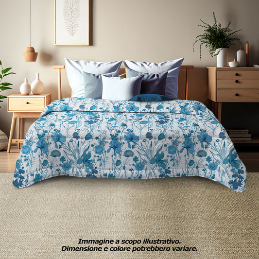 AMBRA DOPPELSTEPPDECKE, EINFARBIG BLAUES DESIGN