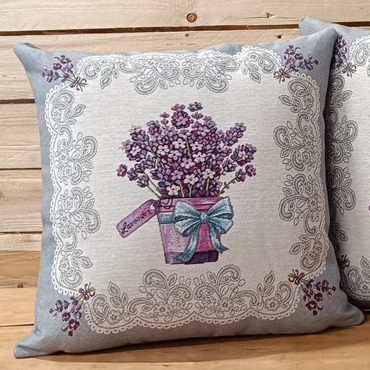 FEDERA CUSCINO 45*45 CM GOBELIN VASETTO LAVANDA