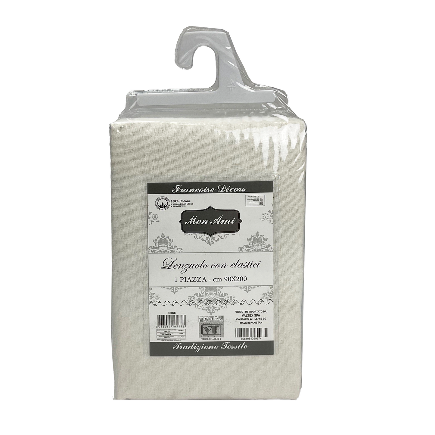 LENZUOLA CON ANGOLI SINGOLO COTONE MON AMI BEIGE
