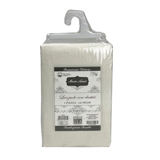 LENZUOLA CON ANGOLI SINGOLO COTONE MON AMI BEIGE