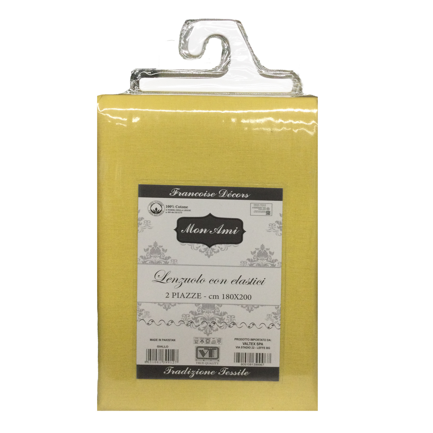 LENZUOLA CON ANGOLI MATRIMONIALE COTONE MON AMI GIALLO