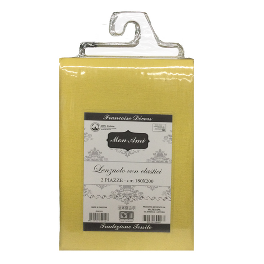 LENZUOLA CON ANGOLI MATRIMONIALE COTONE MON AMI GIALLO