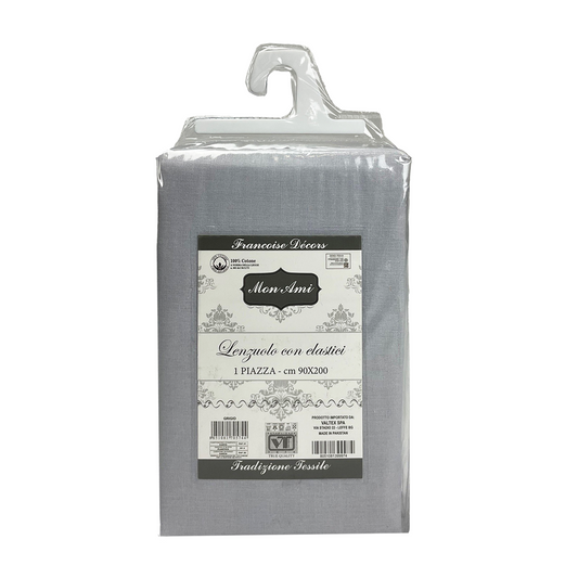 LENZUOLA CON ANGOLI SINGOLO COTONE MON AMI GRIGIO