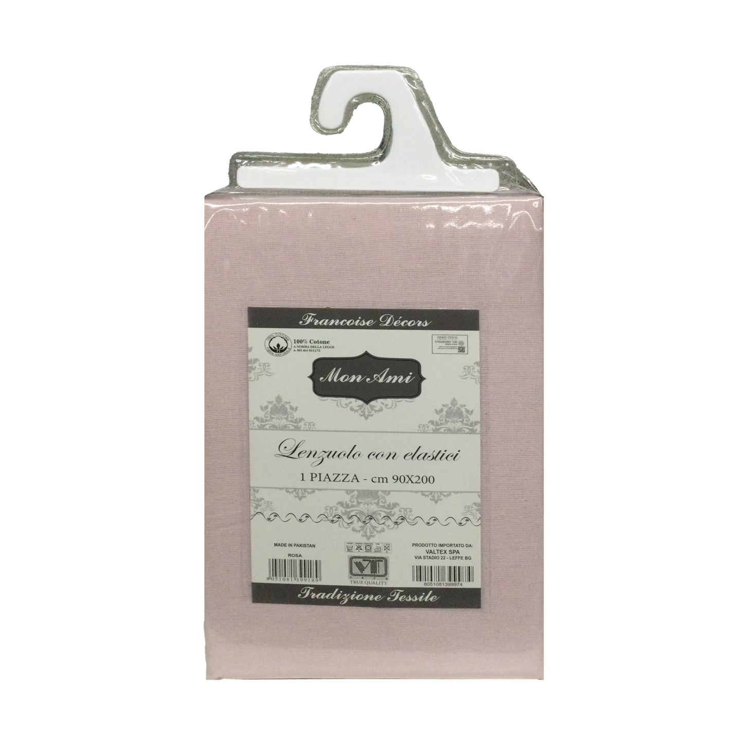 LENZUOLA CON ANGOLI SINGOLO COTONE MON AMI ROSA