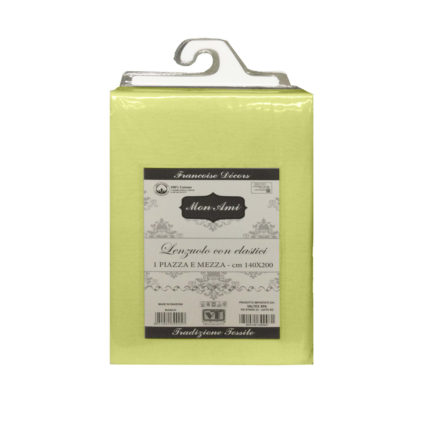 DRAPS HOUSSE 1 LIT ET DEMI COTON MON AMI VERT