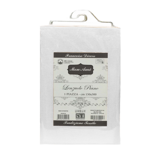 LENZUOLA PIANO SINGOLO COTONE MON AMI BIANCO