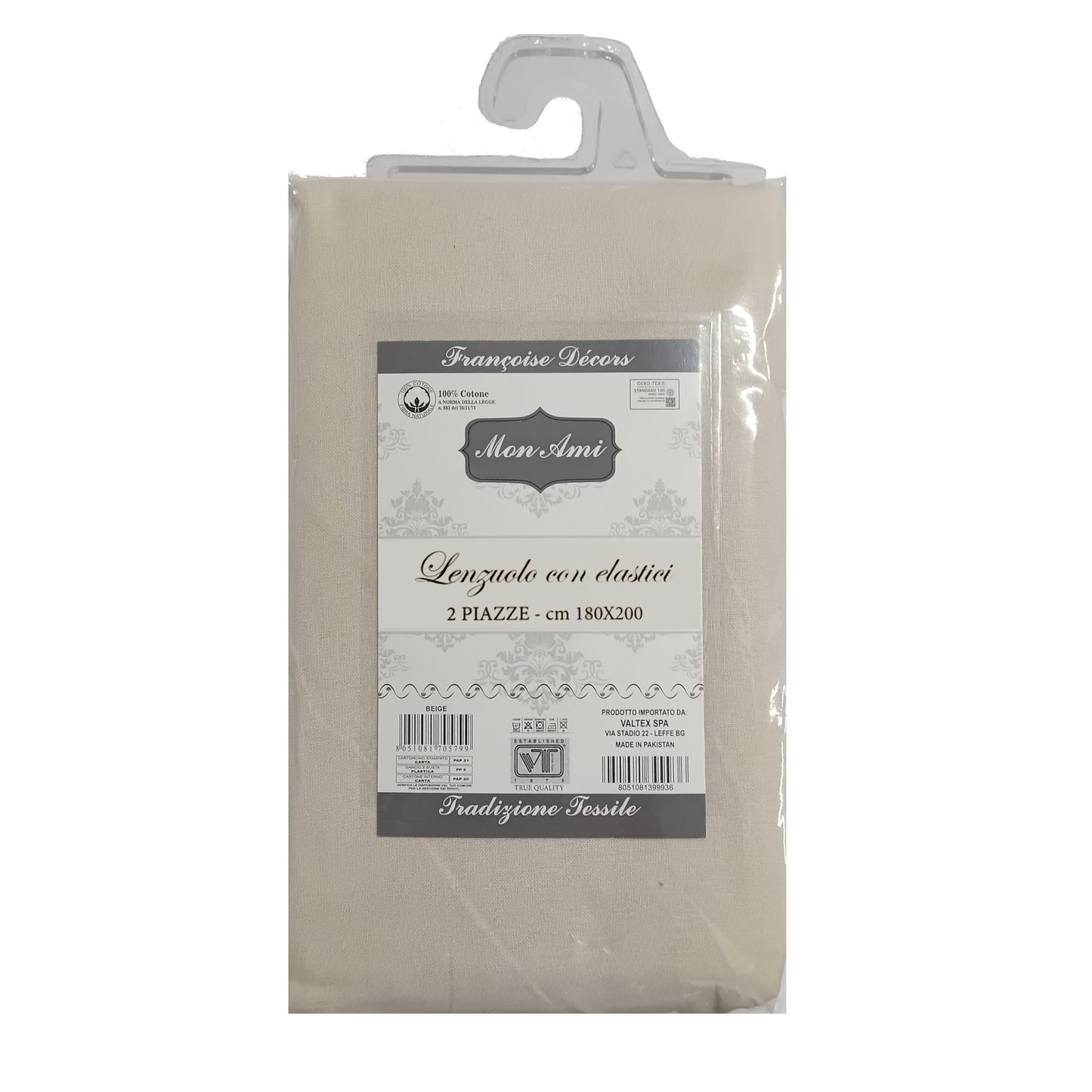 LENZUOLA CON ANGOLI MATRIMONIALE COTONE MON AMI BEIGE