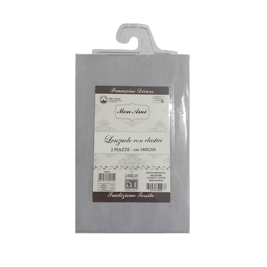 LENZUOLA CON ANGOLI MATRIMONIALE COTONE MON AMI GRIGIO