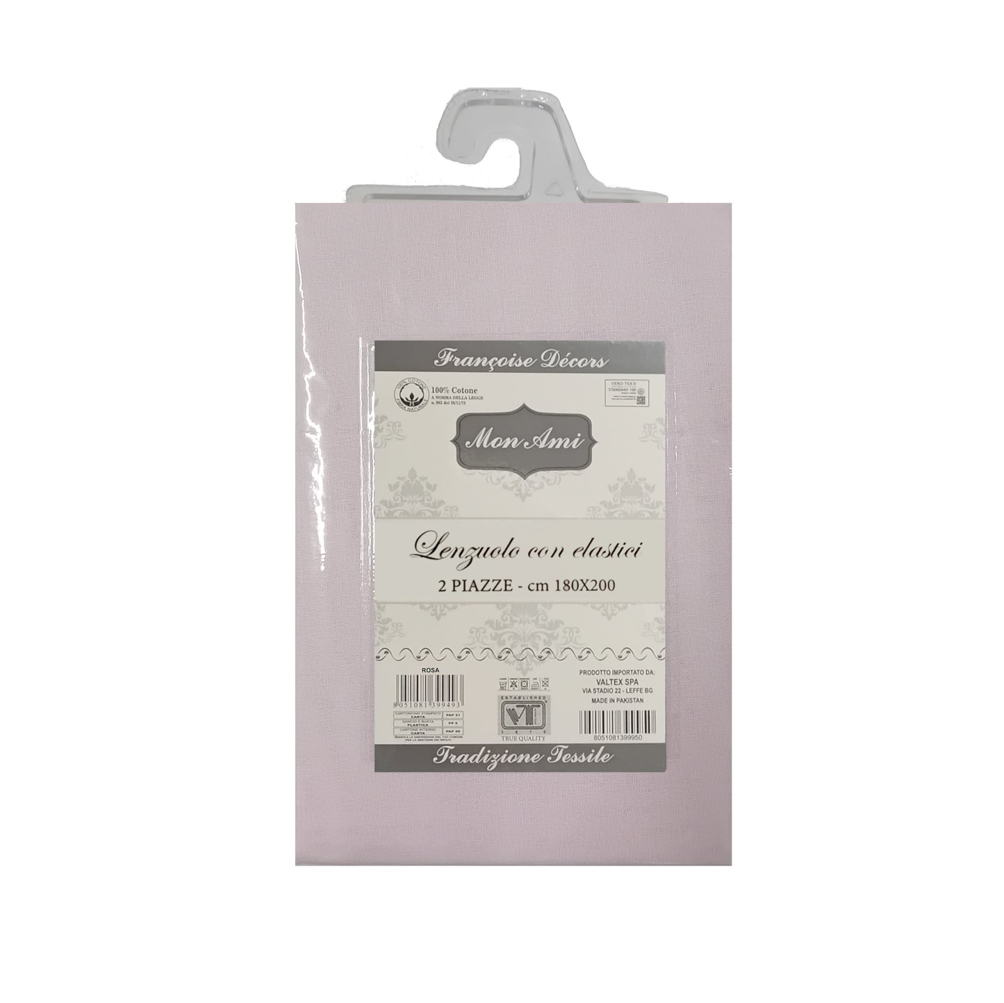 LENZUOLA CON ANGOLI MATRIMONIALE COTONE MON AMI ROSA
