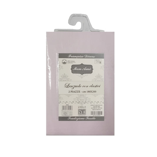 LENZUOLA CON ANGOLI MATRIMONIALE COTONE MON AMI ROSA