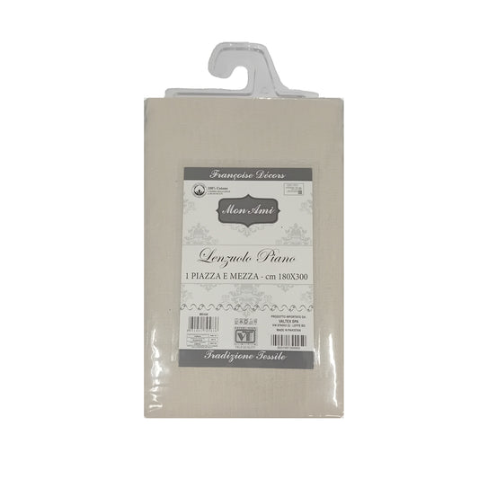 LENZUOLA PIANO PIAZZA E MEZZA COTONE MON AMI BEIGE